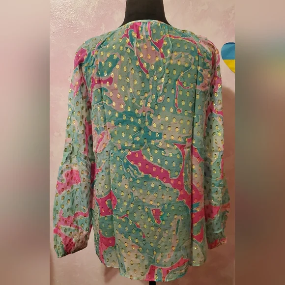 Lilly Pulitzer Pink and Gold Patterned Top - Picture 3 of 4